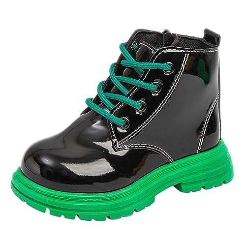 HERSIL Kinderschuhe, modische und bequeme Stiefeletten mit weicher Sohle, kleine und mittelgroße modische Stiefeletten für Jungen und Mädchen Schuhe Kinder Wasserdicht (Green, 30 Little Child) von HERSIL