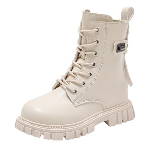 HERSIL Kinderschuhe Modische Stiefel mit dicken Sohlen Modische hohe Prinzessinnenstiefel mit weichen Sohlen für Babys Schneeboots Jungen 36 (White, 31 Little Child) von HERSIL