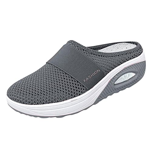 Slip-On Knit Cushion Schuhe Support Walking Casual mit Arch Comfort Outdoor Walking Orthopedic Air Damen Freizeitschuhe Hallux Valgus Schuhe Damen Sommer (Dark Gray, 39) von HERSIL