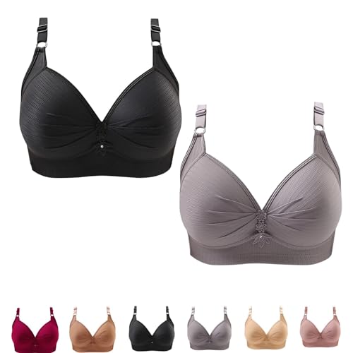 HERTL Newintops 2024 Plus Size Bequemer Unterwäsche BH Damen Push Up Wireless Comfort Support Ohne Bügel BHs, 2 Stück - 02, 100B/C von HERTL