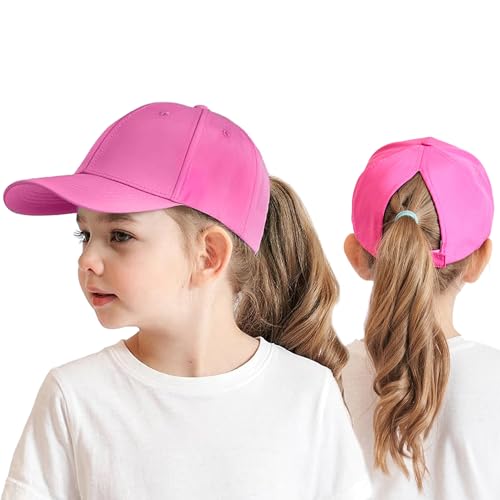 3-8 Jahre Kinder Baseballkappe mit Pferdeschwanz für Mädchen Jungen Verstellbare UV-Schutz Sommermütze Golf Visor Hut Junior Tennis Kappe Schirmmütze Basecap Sonnenblende Hut Sommerhut Sonnenhut von HERUAI