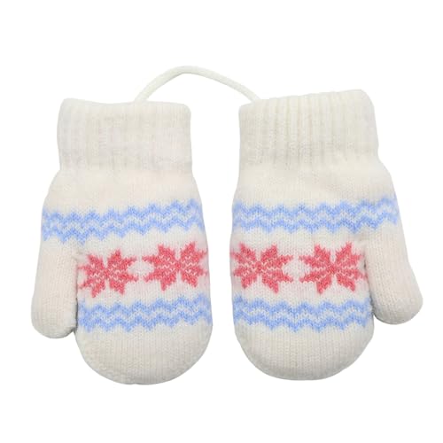 HERUAI 0-3 Jahre Baby Winter Hängende Handschuhe Fäustlinge Warm Kinderhandsche Fausthandschuh mit Schnur Outdoor Winterhandschuhe Strickhandschuh für Jungen Mädchen von HERUAI