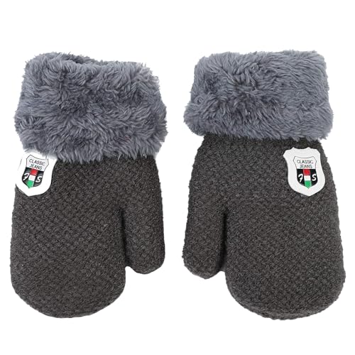 HERUAI 1-3J Kinder Handschuhe Strick Fausthandschuh Winter Fäustlinge Kinderhandsche Warm Verdickte Handschuhe mit Schnur Outdoor Weich Winterhandschuhe Skihandschuhe Handwärmer für Jungen Mädchen von HERUAI