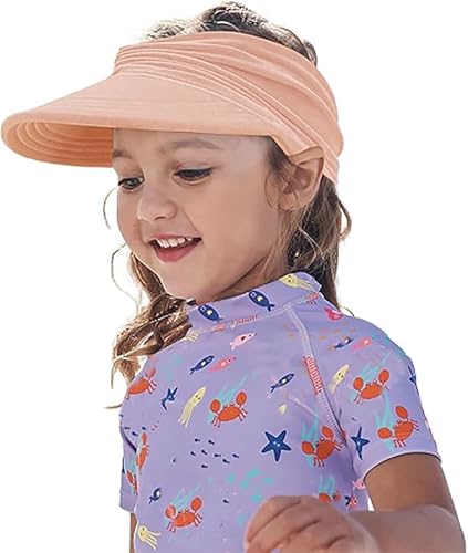 Sonnenblende Kappe Kinder UV-Schutz, Mädchen Pferdeschwanz Strand Hut Sommer Atmungsaktiver Hut Jungen Mädchen von HERUAI