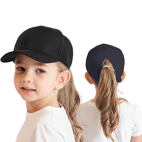 Kinder Baseballkappe mit Pferdeschwanz für Mädchen Jungen BasecapSonnenblende Hut Golf Visor Hut UPF 50+ Sommermütze Junior Sommerhut Tennis Kappe Sonnenhut Visier von HERUAI