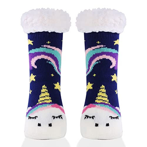 HERYEBING DOXILA Kinder Socken für Mädchen Jungen Lustige Socken Geschenke Bunte Weich Neuheit Kindersocken Blau Einhorn 3-5 Jahre (S) von HERYEBING