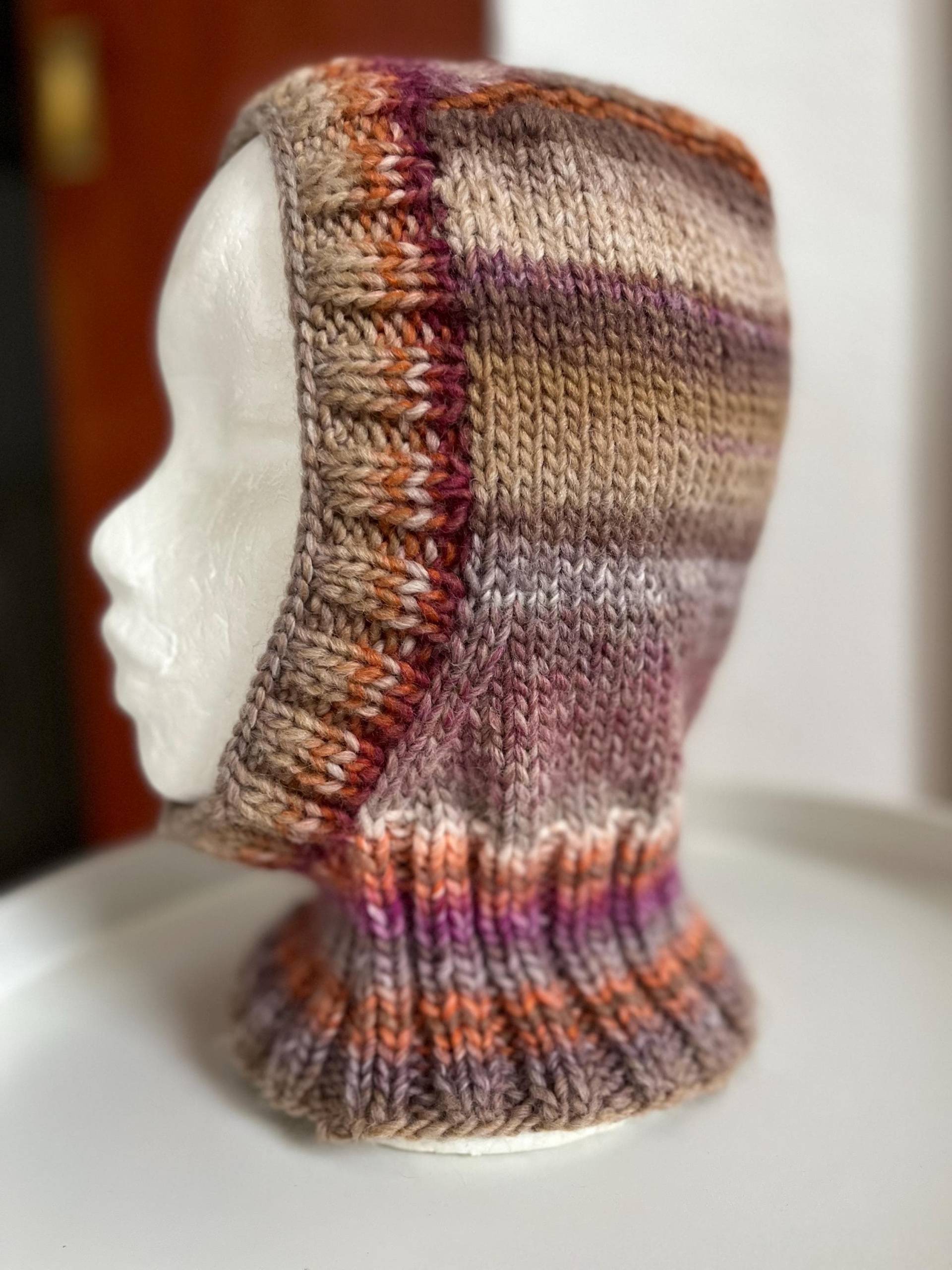 Balaclava Strick, Schalmütze Aus Wolle, Rohweiß/Camel/Orange/Beige/Taupe/Orchidee/Zimtbraun, Handgestrickt, Nr. 153 von HERZSTUECKSchaetze