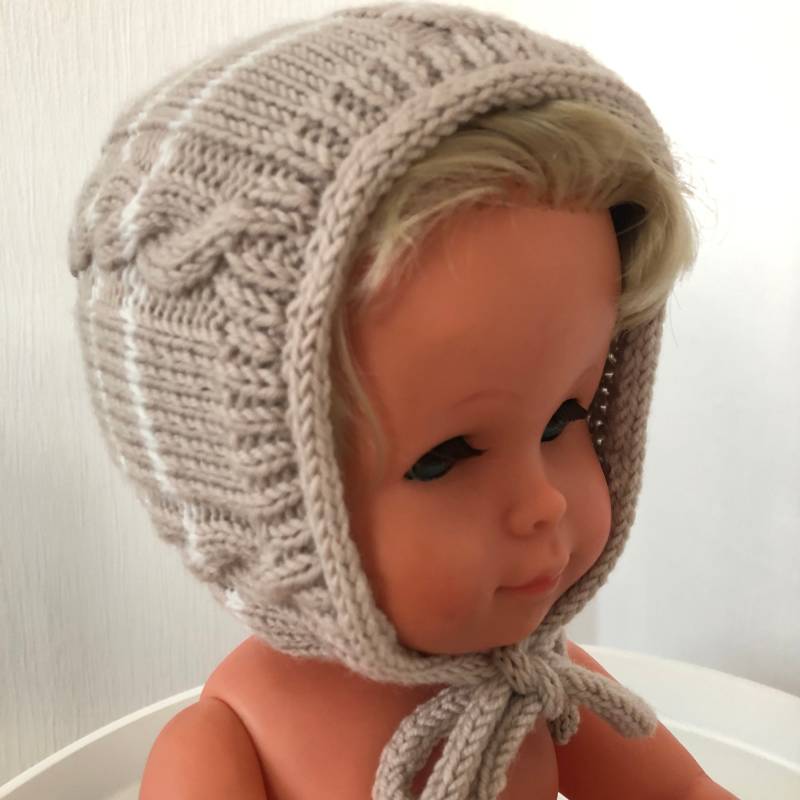 Handgestrickte Babymütze 100% Extrafeine Merinowolle, Beige, 0-3 Und 3-6 Monate von HERZSTUECKSchaetze