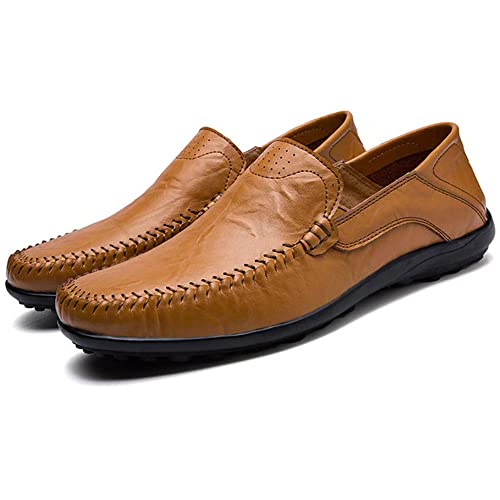 HESBITEUL Herren Loafers Mokassins Leder Leichte rutschfeste Fahrschuhe Mit Flachem Boden Slipper Penny Schuhe Herren Mokassins aus Leder von HESBITEUL