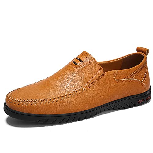 HESBITEUL Herren Loafers Mokassins Leder Leichte rutschfeste Fahrschuhe Mit Flachem Boden Slipper Penny Schuhe von HESBITEUL