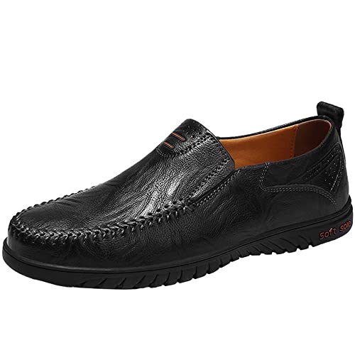 HESBITEUL Herren Loafers Mokassins Leder Leichte rutschfeste Fahrschuhe Mit Flachem Boden Slipper Penny Schuhe von HESBITEUL