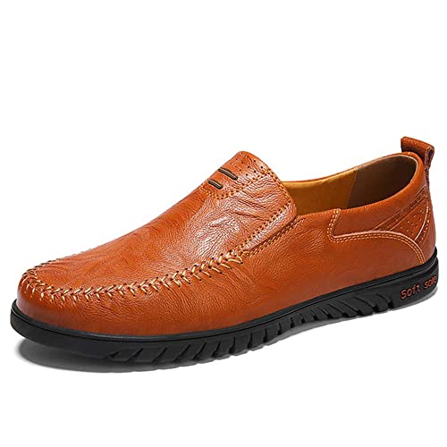 HESBITEUL Herren Loafers Mokassins Leder Leichte rutschfeste Fahrschuhe Mit Flachem Boden Slipper Penny Schuhe von HESBITEUL