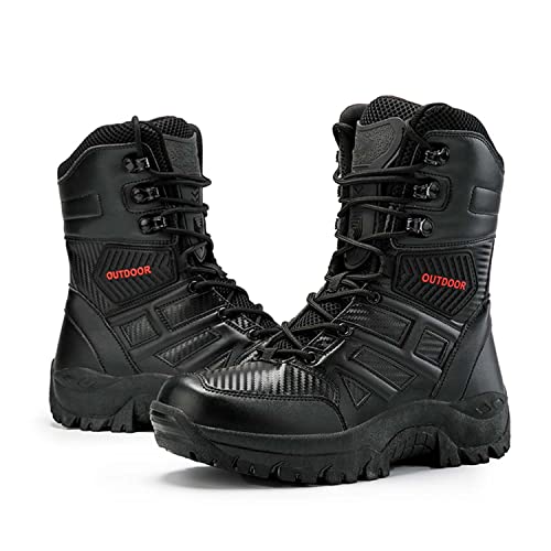 HESBITEUL Herren Militär Einsatzstiefel Security Tactical Boot Zipper Stiefel Kampfstiefel Springerstiefel Schuhe Militärstiefel Army Combat Boots Trekkingschuhe Wanderschuhe von HESBITEUL