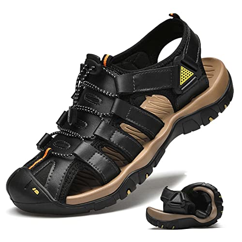 HESBITEUL Herren Sport Outdoor Sandalen Sommer Verstellbare rutschfeste Bequeme Männer Trekkingschuhe Wanderschuhe Sandale mit Klettverschluss Strand Freizeitschuhe von HESBITEUL