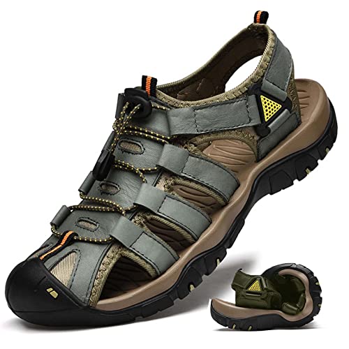 HESBITEUL Herren Wandern Sandalen Outdoor Trekkingsandalen Verstellbaren Geschlossene Zehe Sommer Sport Wandersandalen Sandale Klettverschluss Strand MEHRWEG von HESBITEUL