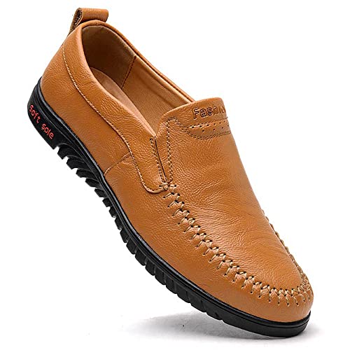 HESBITEUL Leicht Mokassins Herren Slipper Leder Slip On Loafer Weich Flache Hausschuhe Fahrschuhe Sommer Schuhe für Herren Fahren Freizeit von HESBITEUL