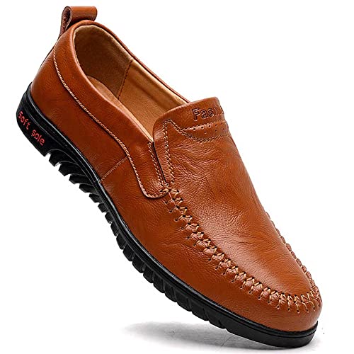 HESBITEUL Leicht Mokassins Herren Slipper Leder Slip On Loafer Weich Flache Hausschuhe Fahrschuhe Sommer Schuhe für Herren Fahren Freizeit von HESBITEUL