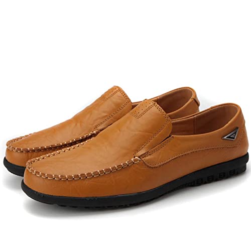 HESBITEUL Leicht Mokassins Herren Slipper Leder Slip On Loafer Weich Flache Hausschuhe Fahrschuhe Sommer Schuhe für Herren Fahren Freizeit von HESBITEUL