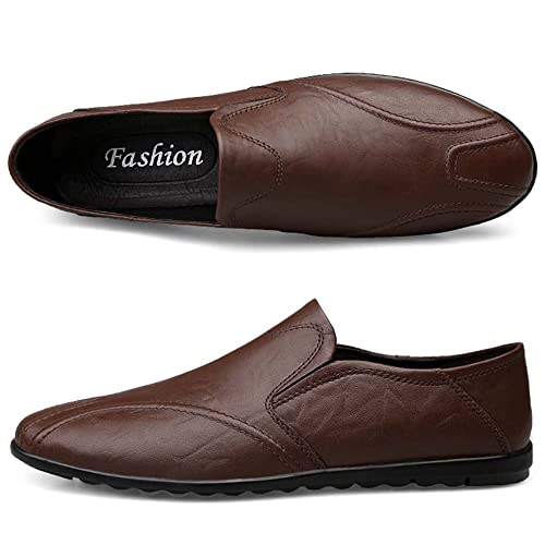 HESBITEUL Leicht Mokassins Herren Slipper Leder Slip On Loafer Weich Flache Hausschuhe Fahrschuhe Sommer Schuhe für Herren Fahren Freizeit von HESBITEUL