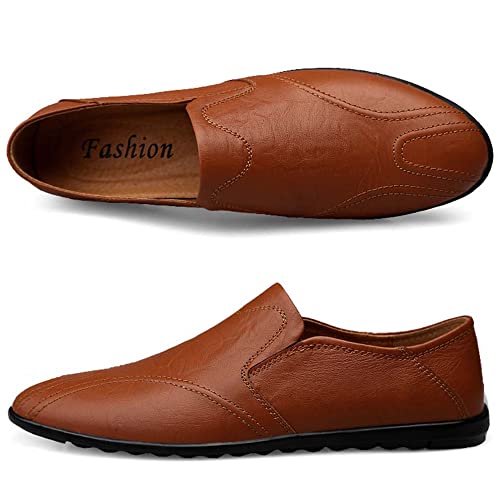 HESBITEUL Leicht Mokassins Herren Slipper Leder Slip On Loafer Weich Flache Hausschuhe Fahrschuhe Sommer Schuhe für Herren Fahren Freizeit von HESBITEUL