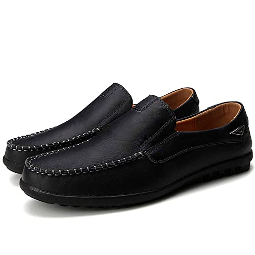 HESBITEUL Slipper Herren Mokassins Leder Weich Slip On Loafer mit Gummisohle Schuhe für Herren von HESBITEUL