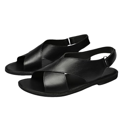 HESBITEUL Sommer Sandalen Herren Pantoletten Herren Klettverschluss Latschen Rutschfeste Gummisohle Meer Strand Outdoor von HESBITEUL