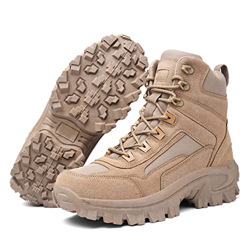 HESBITEUL Stiefel Taktische Militärstiefel Army Combat Boots mit Zipper Verschleißfest rutschfeste Outdoor Trekkingschuhe Wanderschuhe Army Stiefel ​ ​Wandern Bergsteigen Offroad Angeln Jagen von HESBITEUL