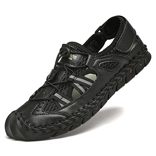 HESBITEUL Trekkingsandalen Herren Geschlossene Zehe Herren Wandern Sandalen Mesh & PU Oberen Verstellbaren Fersenriemen für Sport und Outdoor Wanderschuhe für Sommer von HESBITEUL