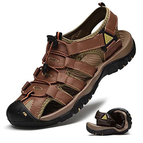 HESBITEUL Trekkingsandalen Herren Geschlossene Zehe Herren Wandern Sandalen Mesh & PU Oberen Verstellbaren Fersenriemen für Sport und Outdoor Wanderschuhe für Sommer von HESBITEUL