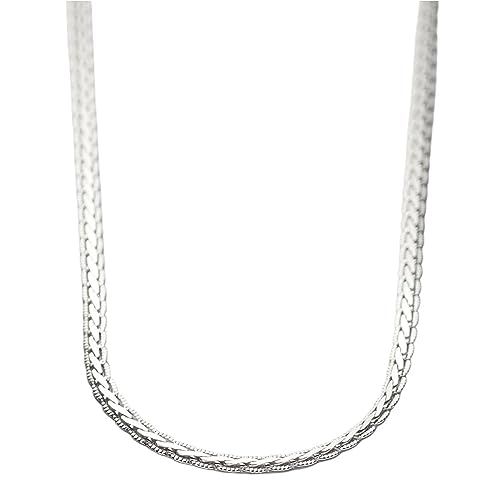 HESHS Halskette Aus 925Er Sterlingsilber Für Damen Mehrsträngige Ketten Geflecht Halsketten Mit Funkelndem Diamantschliff Modischer Charm Halsband Schmuckgeschenke Nickelfrei 46 cm von HESHS