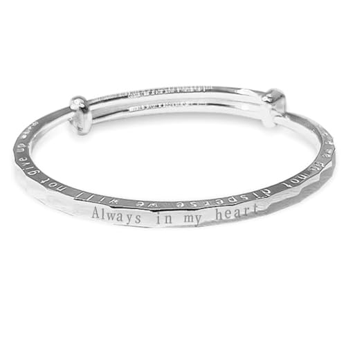 HESHS Massive Armbänder Aus Reinem Silber Für Damen 9999Er Sterlingsilber Verstellbarer Glücksbuchstaben Armreif Trendiges Temperament Schmuck Geschenke Für Freundin Mutter Nickelfrei von HESHS
