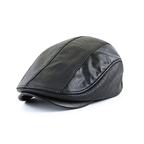 HESOCOZY Herren Newsboy Cap PU Leder Flach Ivy Gatsby Fahren Hut Klassisch Golf Flat Cap Fishing Hat, Schwarz, 7 / 7 1/8 HESOCOZY Herren Newsboy Cap PU Leder Flach Ivy Gatsby Fahren Hut Klassisch Golf Flat Cap Fishing Hat, Schwarz, 7 / 7 1/8 von HESOCOZY