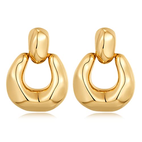 Goldfarbene Creolen für Frauen und Mädchen Statement Retro Ohrringe Mehrere Stile Schmuck für Geburtstagsparty Geschenk Gold Statement Vintage Stud Earrings for Women and Girls Gifts von HESSAWELL