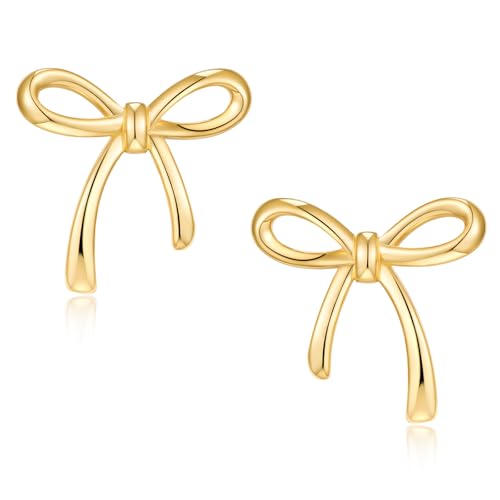 HESSAWELL Gold Bow Ohrringe für Frauen Gold Bow Stud Ohrringe für Frauen Schmetterling Minimalistische Moden Schmuck Geburtstag von HESSAWELL