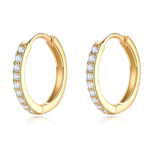 HESSAWELL Gold Hoop Ohrringe für Frauen plattiert Cubic Zirkonia CZ Hoop Earrings Set Mens Lightweight Huggie Hoops Hypoallergenic Gold Ohrringe HESSAWELL Gold Hoop Ohrringe für Frauen plattiert Cubic Zirkonia CZ Hoop Earrings Set Mens Lightweight Huggie Hoops Hypoallergenic Gold Ohrringe von HESSAWELL