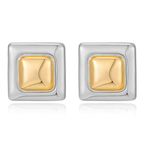 HESSAWELL Gold Silber Quadrat Ohrringe für Frauen Polierte Spirale Ohrringe für Frauen Geburtstagsgeschenke Hochzeitsfeier Mode Schmuck von HESSAWELL