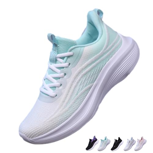 Atmungsaktive Damen-Sneaker, weiche Sohle, Laufschuhe, orthopädische Fußgewölbeunterstützung, Sneaker, breite Passform, rutschfest, leichte Turnschuhe, grün, 46 EU Atmungsaktive Damen-Sneaker, weiche Sohle, Laufschuhe, orthopädische Fußgewölbeunterstützung, Sneaker, breite Passform, rutschfest, leichte Turnschuhe, grün, 46 EU von HESYSUAN