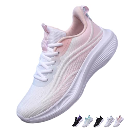 Atmungsaktive Damen-Sneaker, weiche Sohle, Laufschuhe, orthopädische Fußgewölbeunterstützung, Sneaker, breite Passform, rutschfest, leichte Turnschuhe, rose, 46 EU Atmungsaktive Damen-Sneaker, weiche Sohle, Laufschuhe, orthopädische Fußgewölbeunterstützung, Sneaker, breite Passform, rutschfest, leichte Turnschuhe, rose, 46 EU von HESYSUAN