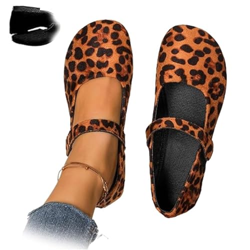 Damen Bequeme flache Schuhe Orthopädische Wildleder Ballett Mary Jane Flats Bequeme Runde Zehen Flache Slip On Freizeitschuhe, leopardenmuster, 37.5 EU Damen Bequeme flache Schuhe Orthopädische Wildleder Ballett Mary Jane Flats Bequeme Runde Zehen Flache Slip On Freizeitschuhe, leopardenmuster, 37.5 EU von HESYSUAN