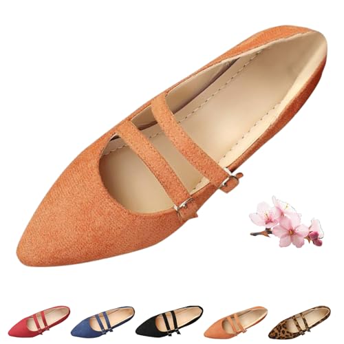Dritnow Schuhe Mary Janes für Damen, Wildleder, elegant, spitzer Zehenbereich, Slipper, Mary Jane, bequem, weiche Sohle, Ballerinas, elegante Schuhe, Orange, 44 EU Dritnow Schuhe Mary Janes für Damen, Wildleder, elegant, spitzer Zehenbereich, Slipper, Mary Jane, bequem, weiche Sohle, Ballerinas, elegante Schuhe, Orange, 44 EU von HESYSUAN