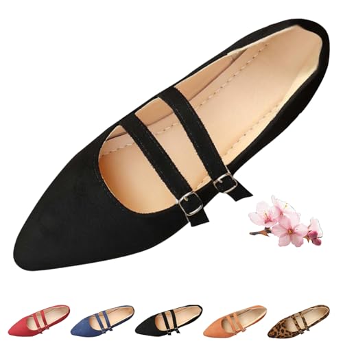 Dritnow Schuhe Mary Janes für Damen, Wildleder, elegant, spitzer Zehenbereich, Slipper, Mary Jane, bequem, weiche Sohle, Ballerinas, elegante Schuhe, Schwarz , 44 EU Dritnow Schuhe Mary Janes für Damen, Wildleder, elegant, spitzer Zehenbereich, Slipper, Mary Jane, bequem, weiche Sohle, Ballerinas, elegante Schuhe, Schwarz , 44 EU von HESYSUAN