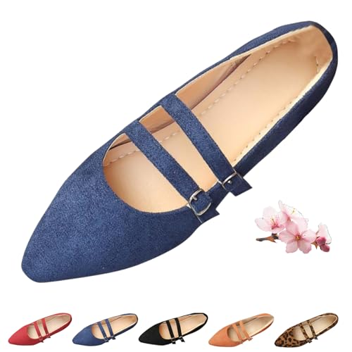 Dritnow Schuhe Mary Janes für Damen, Wildleder, elegant, spitzer Zehenbereich, Slipper, Mary Jane, bequem, weiche Sohle, Ballerinas, elegante Schuhe, blau, 44 EU Dritnow Schuhe Mary Janes für Damen, Wildleder, elegant, spitzer Zehenbereich, Slipper, Mary Jane, bequem, weiche Sohle, Ballerinas, elegante Schuhe, blau, 44 EU von HESYSUAN