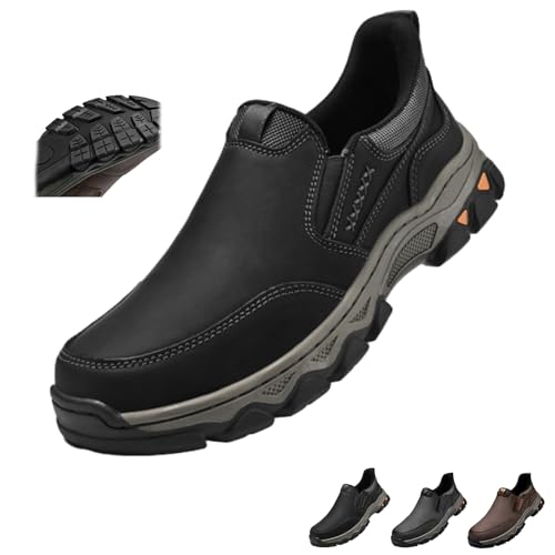 Enjerr Orthopädische Herren-Slipper aus echtem Leder, orthopädische Halbschuhe für Herren, Fußgewölbeunterstützung, Freizeitstiefel mit Fußgewölbeunterstützung, Schwarz , 44 EU Enjerr Orthopädische Herren-Slipper aus echtem Leder, orthopädische Halbschuhe für Herren, Fußgewölbeunterstützung, Freizeitstiefel mit Fußgewölbeunterstützung, Schwarz , 44 EU von HESYSUAN