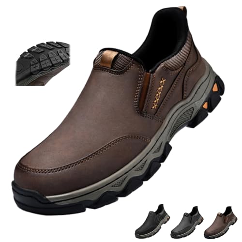 Enjerr Orthopädische Herren-Slipper aus echtem Leder, orthopädische Halbschuhe für Herren, Fußgewölbeunterstützung, Freizeitstiefel mit Fußgewölbeunterstützung, braun, 44 EU Enjerr Orthopädische Herren-Slipper aus echtem Leder, orthopädische Halbschuhe für Herren, Fußgewölbeunterstützung, Freizeitstiefel mit Fußgewölbeunterstützung, braun, 44 EU von HESYSUAN
