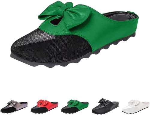 HESYSUAN Damen Pantoletten mit weicher Sohle, Knoten, Cut-Out-Design, flache Pantoletten, leicht, bequem, ausgehöhlt, Netzstoff, runde Zehenpartie, rückenfreie Hausschuhe, grün, 44 EU HESYSUAN Damen Pantoletten mit weicher Sohle, Knoten, Cut-Out-Design, flache Pantoletten, leicht, bequem, ausgehöhlt, Netzstoff, runde Zehenpartie, rückenfreie Hausschuhe, grün, 44 EU von HESYSUAN