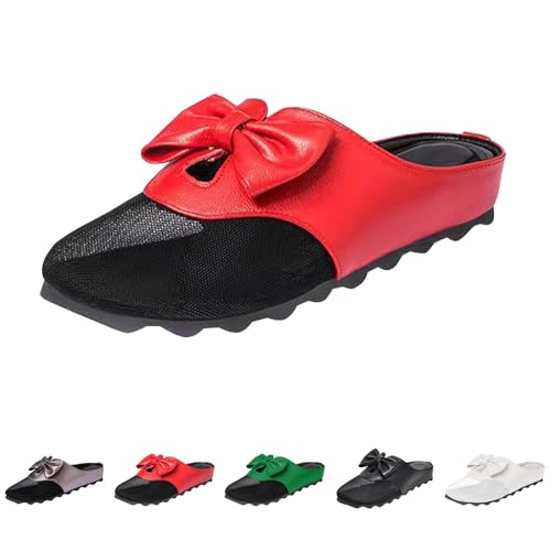HESYSUAN Damen Pantoletten mit weicher Sohle, Knoten, Cut-Out-Design, flache Pantoletten, leicht, bequem, ausgehöhlt, Netzstoff, runde Zehenpartie, rückenfreie Hausschuhe, rot, 44 EU HESYSUAN Damen Pantoletten mit weicher Sohle, Knoten, Cut-Out-Design, flache Pantoletten, leicht, bequem, ausgehöhlt, Netzstoff, runde Zehenpartie, rückenfreie Hausschuhe, rot, 44 EU von HESYSUAN