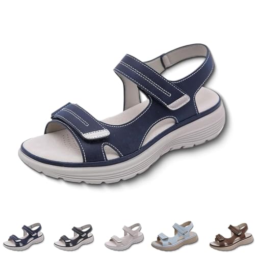 HESYSUAN Ergoliva Orthopädische Sandalen, Orthopädische Sandalen Damen Orthopädische Ergonomische Leder Sommer Flach Verstellbare Schuhe, blau, 44 EU HESYSUAN Ergoliva Orthopädische Sandalen, Orthopädische Sandalen Damen Orthopädische Ergonomische Leder Sommer Flach Verstellbare Schuhe, blau, 44 EU von HESYSUAN