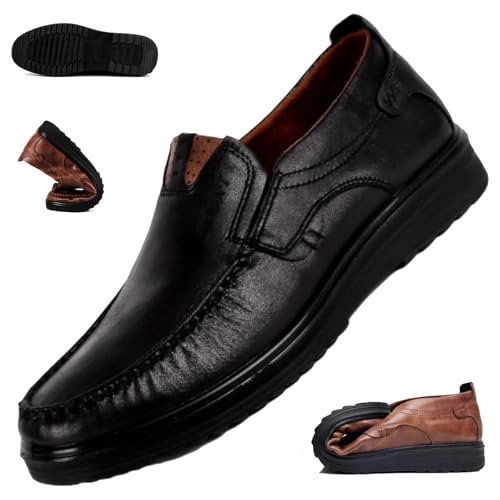HESYSUAN Große Herren-Halbschuhe, bequem, lässig, echtes Leder, Oxfords, leicht, atmungsaktiv, Business-Slipper, handgefertigt, Mokassins, Bootsschuhe, Schwarz , 44 EU HESYSUAN Große Herren-Halbschuhe, bequem, lässig, echtes Leder, Oxfords, leicht, atmungsaktiv, Business-Slipper, handgefertigt, Mokassins, Bootsschuhe, Schwarz , 44 EU von HESYSUAN