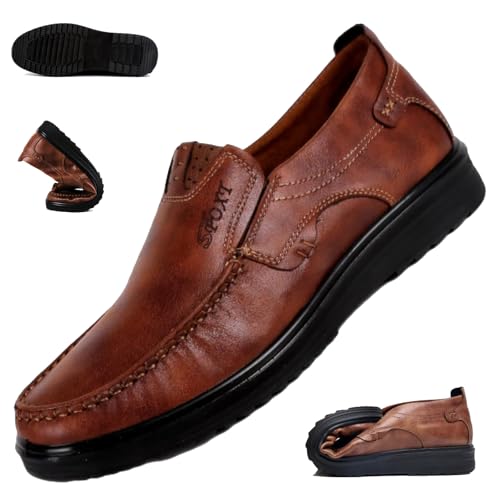 HESYSUAN Große Herren-Halbschuhe, bequem, lässig, echtes Leder, Oxfords, leicht, atmungsaktiv, Business-Slipper, handgefertigt, Mokassins, Bootsschuhe, braun, 44 EU HESYSUAN Große Herren-Halbschuhe, bequem, lässig, echtes Leder, Oxfords, leicht, atmungsaktiv, Business-Slipper, handgefertigt, Mokassins, Bootsschuhe, braun, 44 EU von HESYSUAN