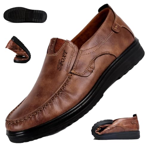 HESYSUAN Große Herren-Halbschuhe, bequem, lässig, echtes Leder, Oxfords, leicht, atmungsaktiv, Business-Slipper, handgefertigt, Mokassins, Bootsschuhe, khaki, 44 EU HESYSUAN Große Herren-Halbschuhe, bequem, lässig, echtes Leder, Oxfords, leicht, atmungsaktiv, Business-Slipper, handgefertigt, Mokassins, Bootsschuhe, khaki, 44 EU von HESYSUAN